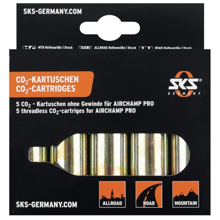 5 CARTOUCHES AIR CO2 16 g SKS AIRCHAMP PRO SANS VIS - 10002 - 4002556121440