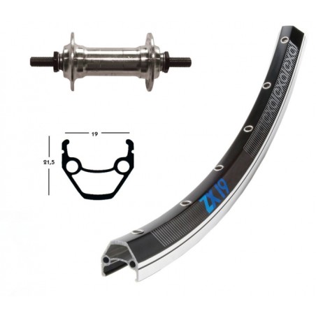 ROUE AVANT 28x1.75 WINO.EXAL ZX 19 36TR. AXE A/VIS 100 NR/AR - 2149980100 - 4032191353531