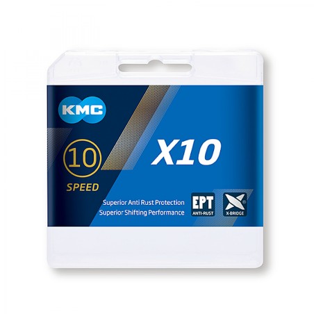 CHAÎNE KMC X10 1/2x11/128 116 MAILLONS 10V GRIS (25U) - WPX10G116 - 4715575882789