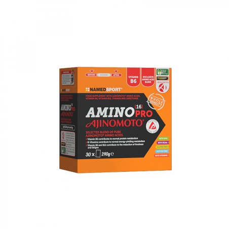 BOISSON SOLUBLE NAMEDSPORT AMINO 16 PRO AJINOMOTO AVANT/APRÈS 240 g (30 UNITÉS)