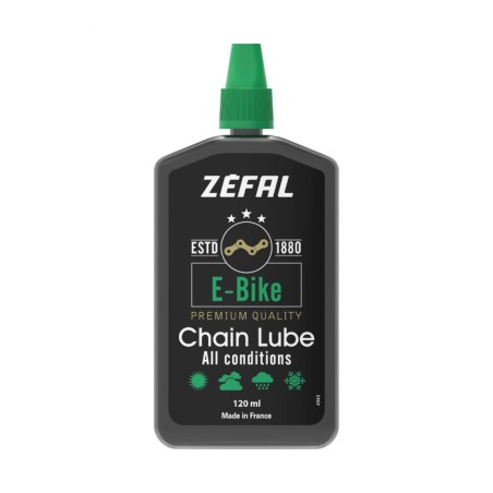 LUBRIFIANT VELO CHAINE ET DERAILLEUR ZEFAL EBIKE CHAIN LUBE POUR TOUTES LES CONDITIONS (BURETTE 120ml) -