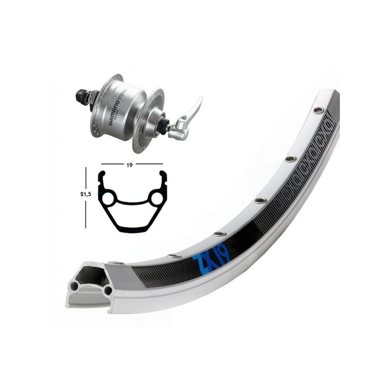 ROUEAV28X1.75 MOY-DYN DH3N72 ARG. QR 36T EXAL ZX 19 ARGENT, - 2146561800 - 4032191685991