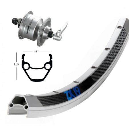 ROUEAV28X1.75 MOY-DYN DH3N72 ARG. QR 36T EXAL ZX 19 ARGENT, - 2146561800 - 4032191685991