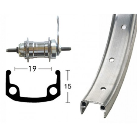 ROUE ARR.20x1.75 WINORA RÉTROPEDALAGE 36 TR.107mm ARG.MATE - 2142002100 - 4032191046952