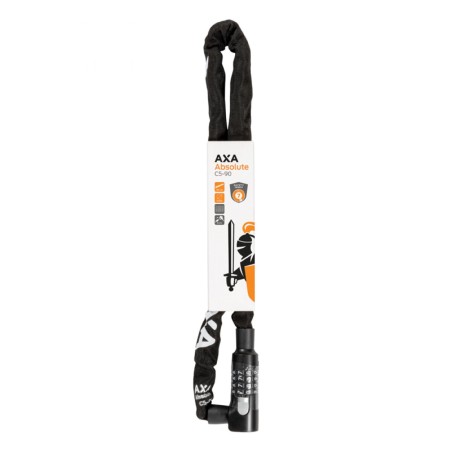 ANTIVOL VELO CHAINE A COMBINAISON AXA ABSOLUTE CODE DIAM 5mm L1.10M NOIR - SECURITE NIVEAU 9-15