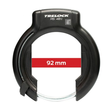 ANTIVOL VELO FER A CHEVAL TRELOCK RS481 NOIR AVEC FIXATION (FIXATION SUR CADRE LARGEUR DE 106mm à 112mm) ECART PNEU 92mm