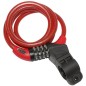 ANTIVOL VELO SPIRAL A COMBINAISON SQUIRE 216 DIAM 10mm L 1,80m ROUGE AVEC SUPPORT (GARANTIE 10 ANS)