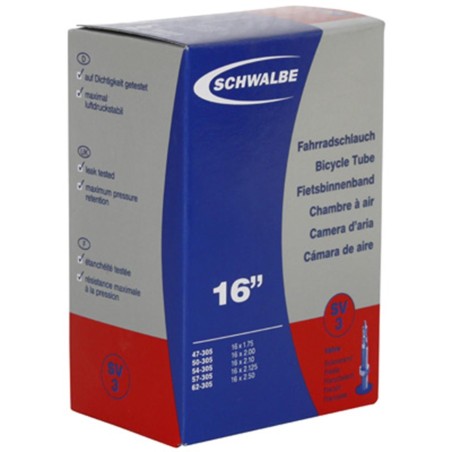 CHAMBRE A AIR VELO SCHWALBE 16x1.75-2.10  VALVE PRESTA 40MM
