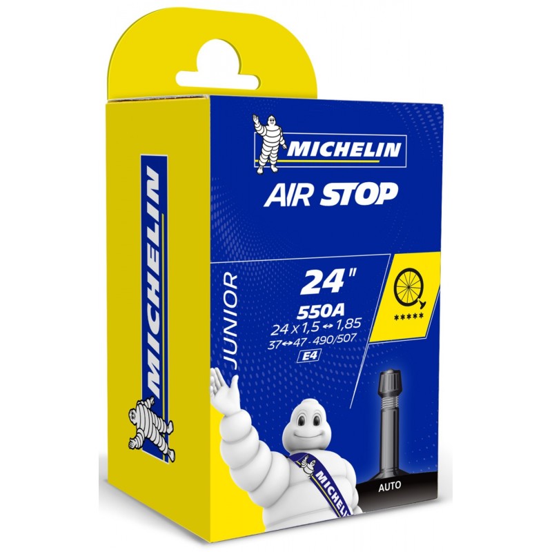 CHAMBRE A AIR VELO 24 x 1.50-1.85 - 550A MICHELIN E4 VALVE STANDARD 34mm CHAMBRE A AIR VELO 24 x 1.50-1.85 - 550A MICHELIN E4 VALVE STANDARD 34mm