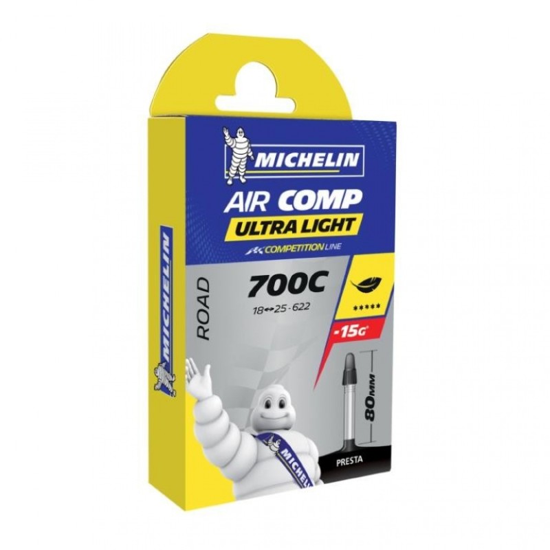 CHAMBRE A AIR VELO 700 x 18-25 MICHELIN A1 ULTRALIGHT VALVE PRESTA 80mm CHAMBRE A AIR VELO 700 x 18-25 MICHELIN A1 ULTRALIGHT VALVE PRESTA 80mm