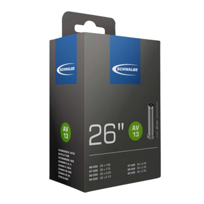 CHAMBRE AIR VTT 26X1.50/2.40 VS SCHWALBE AV13 VALVE ALU 40MM CHAMBRE AIR VTT 26X1.50/2.40 VS SCHWALBE AV13 VALVE ALU 40MM