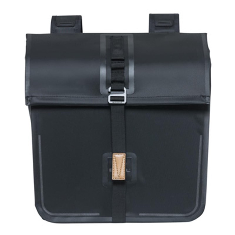 SACOCHE ARRIERE VELO DOUBLE BASIL URBAN DRY 50L NOIR 100% WATERPROOF (36x17x42cm) - FIXATION SUR PORTE BAGAGE