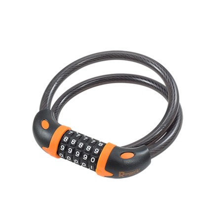 ANTIVOL VELO SPIRAL A CODE D12 X 0.80M RANGERS NOIR/ORANGE AVEC SUPPORT