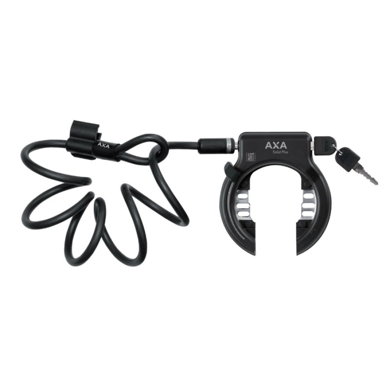 ANTIVOL VELO FER A CHEVAL AXA SOLID NOIR AVEC CABLE PLUG DIAM 10mm 1.50M  - SECURITE NIVEAU 11-15