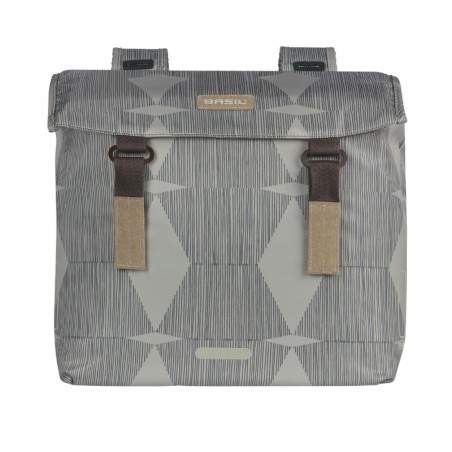 SACOCHE ARRIERE VELO DOUBLE BASIL ELEGANCE 40L TAUPE FIXATION VELCROS SUR PORTE BAGAGE (49x36x8 cm)