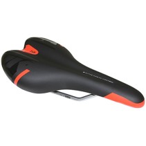 SELLE DDK ROUTE-VTT KINETIC NOIR DECO ROUGE-NOIR 260x140mm RAIL CROMOLY ARGENT