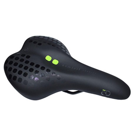 SELLE NEWTON CITY CONFORT DENSITY LINE MIXTE NOIR DECO VERT-GRIS 270x175mm RAIL ACIER NOIR