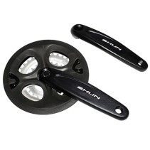 PEDALIER VTT P2R 7-8V. ALU NOIR BLACK-X 170mm 42-34-24 (BOITIER 113mm) AVEC PARE CHAINE