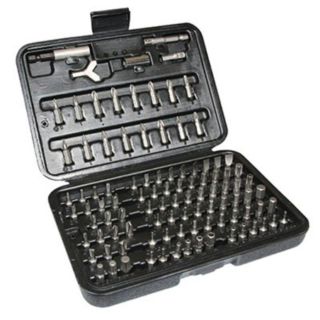 EMBOUTS DE SERRAGE ET VISSAGE 1-4 UNIVERSEL ADAPTABLE TOURNEVIS - PERCEUSE - CLIQUET A DOUILLE (COFFRET 100 PIECES)