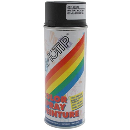 BOMBE DE PEINTURE MOTIP DECO GLYCERO MAT NOIR PROFOND AEROSOL 400ml (01601)