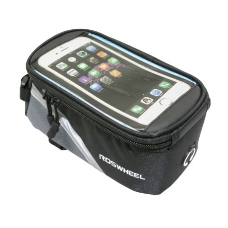 SACOCHE DE CADRE-POTENCE VELO SMARTPHONE POUR TELEPHONE PORTABLE - I-PHONE FIXATION A VELCRO (19.5x10x9cm)