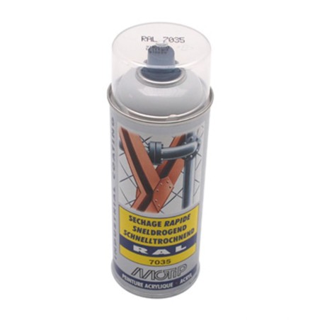 BOMBE DE PEINTURE MOTIP INDUSTRIEL GRIS CLAIR RAL 7035 SECHAGE RAPIDE (spray 400 ml) (07034)