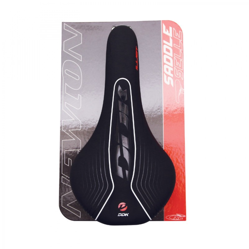 SELLE NEWTON ROUTE-VTT ILLICTT NOIR LISERET BLANC 275x145mm RAIL ACIER NOIR