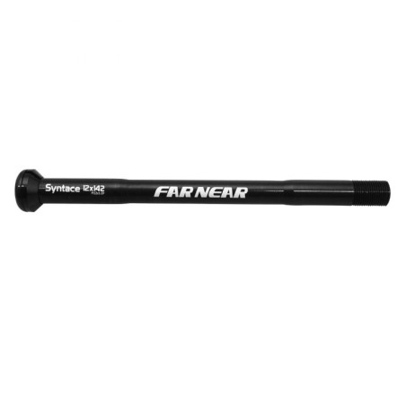 AXE-BLOCAGE DE ROUE ROUTE TRAVERSANT ARRIERE SYNTACE FILETAGE 1.0 POUR 12X142 NOIR 36gr. (159mm HORS BUTEE FILETAGE 17mm)