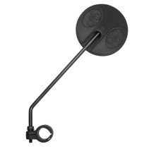 RETROVISEUR VELO GAUCHE OU DROIT ROND NOIR (DIAMETRE 85mm) FIXATION COLLIER TIGE 170mm REGLABLE 22.2 mm (VENDU SUR CARTE)