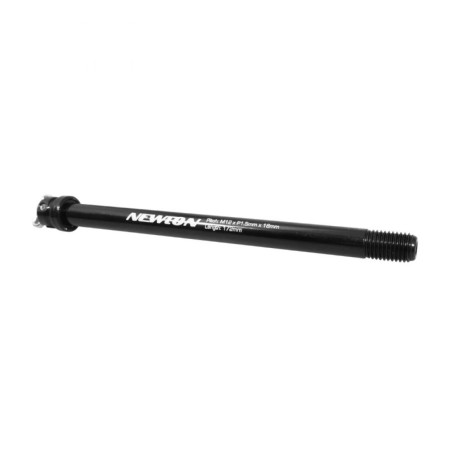 AXE-BLOCAGE DE ROUE ROUTE-VTT TRAVERSANT NEWTON ARRIERE AVEC LEVIER  FILETAGE 1.5 12X142 NOIR TYPE SHIMANO (LONGUEUR 172mm