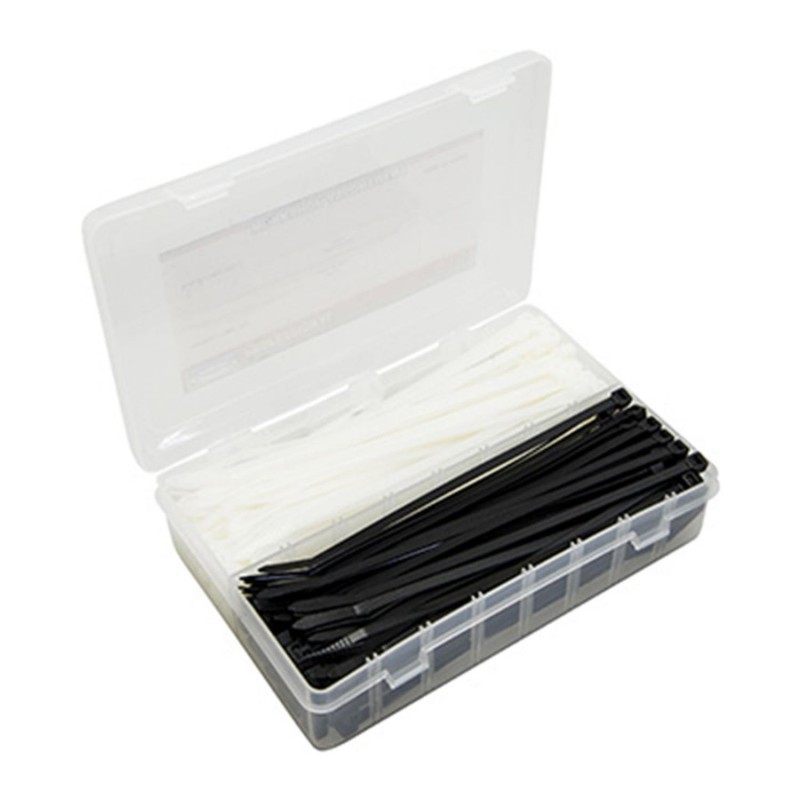 COLLIER DE SERRAGE NYLON TYPE RILSAN 4,8X200mm NOIR ou TRANSPARENT (BOITE DE 200)
