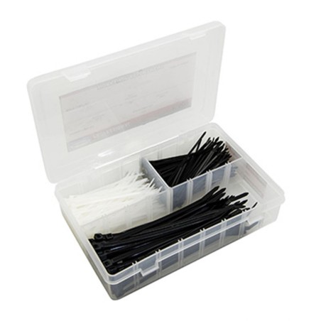 COLLIER DE SERRAGE NYLON TYPE RILSAN 2,5x100mm et 4,8x160mm NOIR ET TRANSPARENT  (BOITE DE 250)
