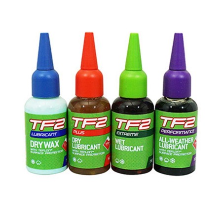 KIT-PACK LUBRIFIANT VELO WELDTITE TF2 POUR CHAINE (4 BURETTES DE 50ml) - 1 POUR CONDITIONS SECHES- 1 POUR CONDITIONS HUMIDES -