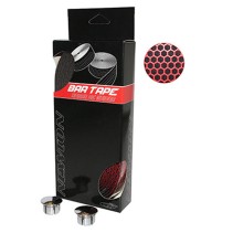Ruban de guidon Newton silicone rouge-noir avec bouchons