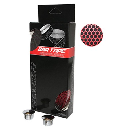 Ruban de guidon Newton silicone rouge-noir avec bouchons