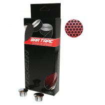 Ruban de guidon Newton silicone rouge-noir avec bouchons