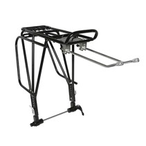PORTE BAGAGE VELO ARRIERE A TRINGLES P2R ALU NOIR REGLABLE 29"-28"-27.5"-26" FIXATION SUR MOYEU AXE CREUX ET COMPATIBLE FREIN