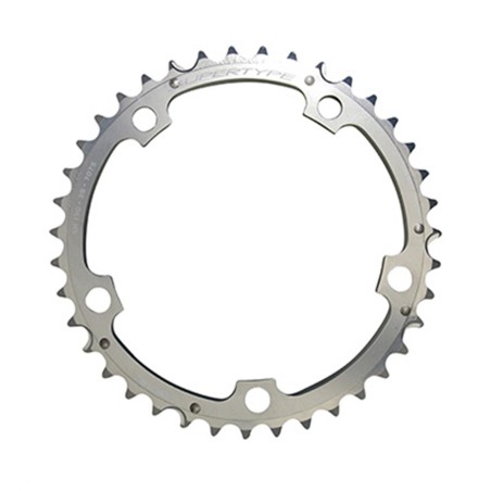PLATEAU ROUTE 5BRA D.130  MICHE 39DTS MILIEU TRIPLE TYPE SHIMANO ALU ARGENT 9-10V.