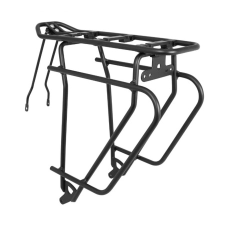 PORTE BAGAGE VELO ARRIERE A TRINGLES NEWTON ALU NOIR REGLABLE 26"-28"-700C COMPATIBLE SYSTEME MIK GAMME BASIL -poids maxi 25kgs-