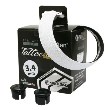 Ruban de guidon hi grip tatoo confort max blanc 3.4mm avec bouchons