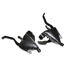 LEVIER-MANETTE VTT P2R 3x8V. NOIR ALU AZERA POUR FREIN V-BRAKE COMPATIBLE SHIMANO (PAIRE)