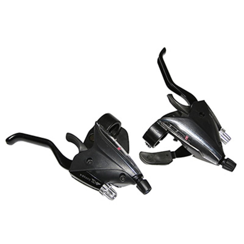 LEVIER-MANETTE VTT P2R 3x8V. NOIR ALU AZERA POUR FREIN V-BRAKE COMPATIBLE SHIMANO (PAIRE)