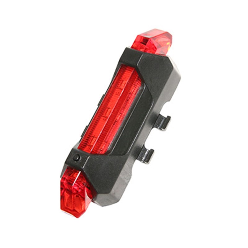 ECLAIRAGE VELO USB ARRIERE SUR TIGE DE SELLE OU HAUBANS 5 LEDS 2 FONCTIONS NOIR (SUR CARTE)