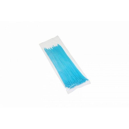 COLLIER DE SERRAGE NYLON TYPE RILSAN 2,5x200mm BLEU FLUO (VENDU PAR 100)