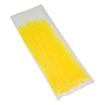 COLLIER DE SERRAGE NYLON TYPE RILSAN 2,5x200mm JAUNE FLUO (VENDU PAR 100)