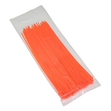 COLLIER DE SERRAGE NYLON TYPE RILSAN 2,5x200mm ORANGE FLUO (VENDU PAR 100)