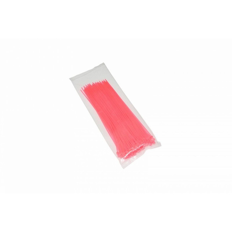 COLLIER DE SERRAGE NYLON TYPE RILSAN 2,5x200mm ROSE FLUO (VENDU PAR 100)