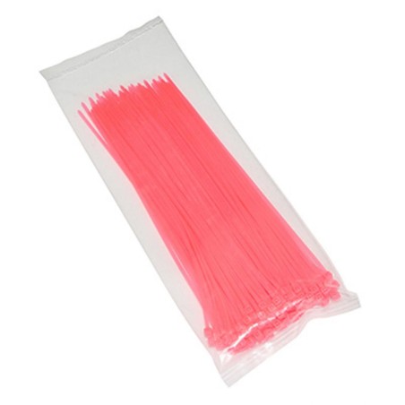 COLLIER DE SERRAGE NYLON TYPE RILSAN 2,5x200mm ROSE FLUO (VENDU PAR 100)