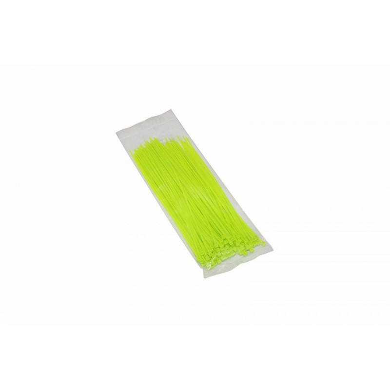 COLLIER DE SERRAGE NYLON TYPE RILSAN 2,5x200mm VERT FLUO (VENDU PAR 100)