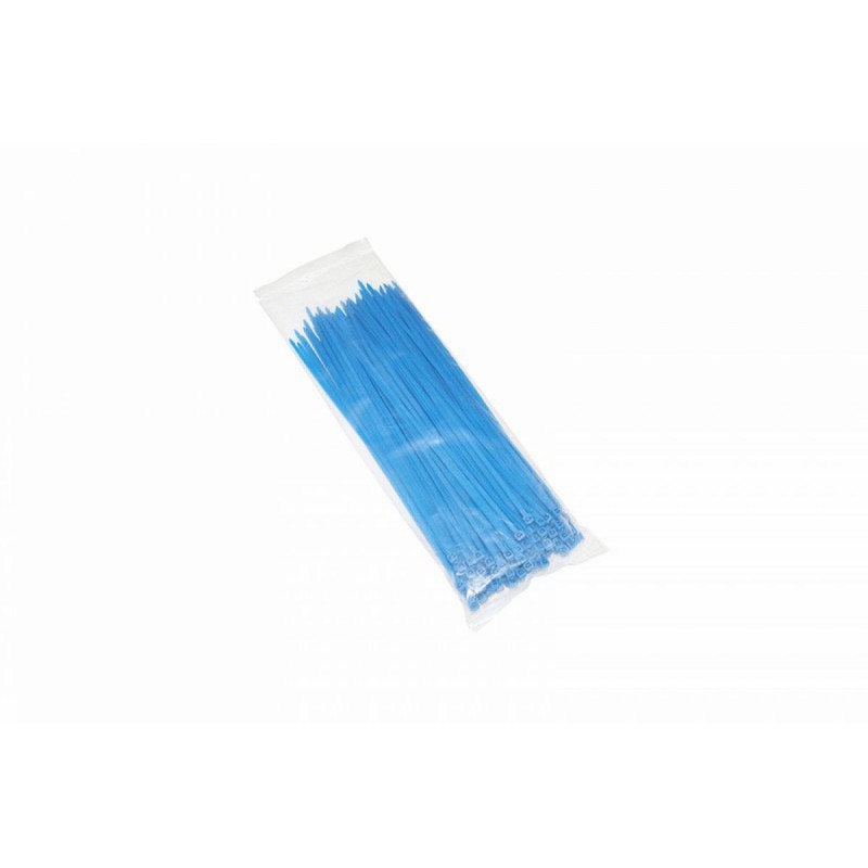 COLLIER DE SERRAGE NYLON TYPE RILSAN 3,6x250mm BLEU FLUO (VENDU PAR 100)